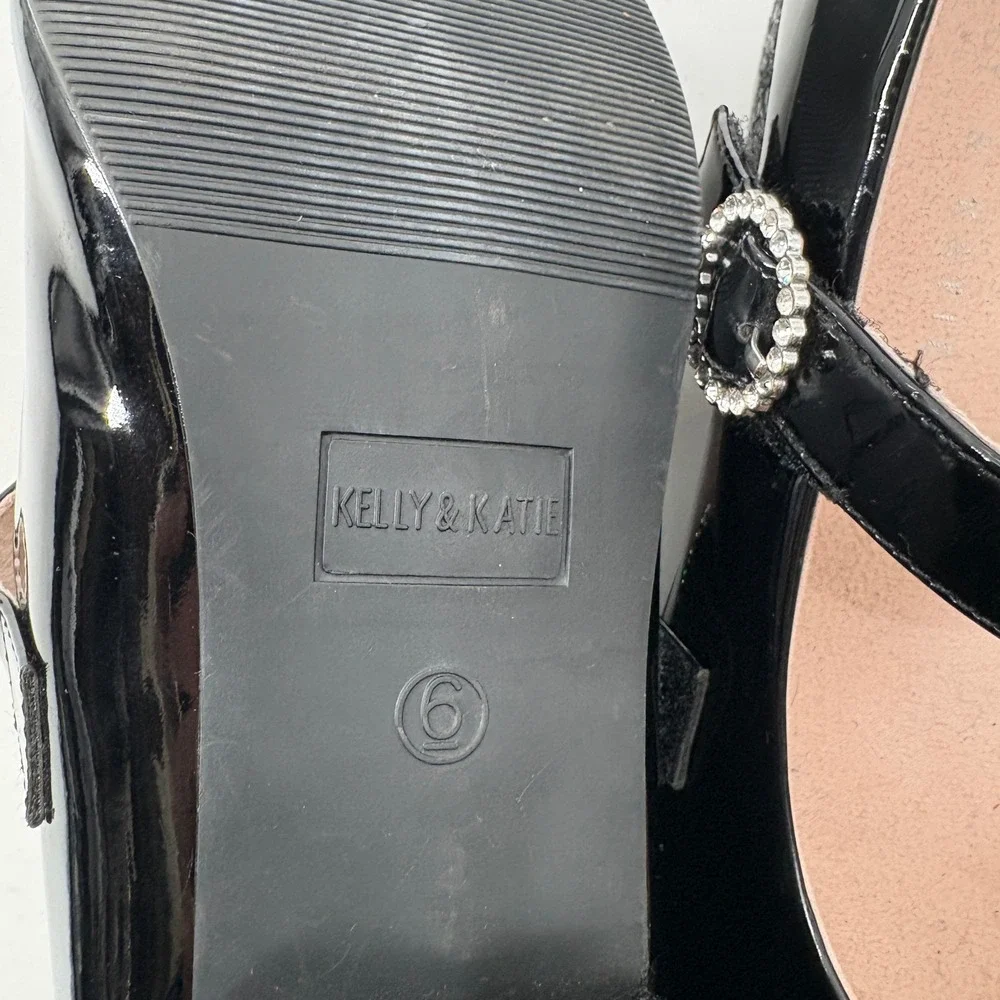 Kelly & Katie Bethany Mary Jane Rhinestone Embellished Patent Pump Black 6 Youth